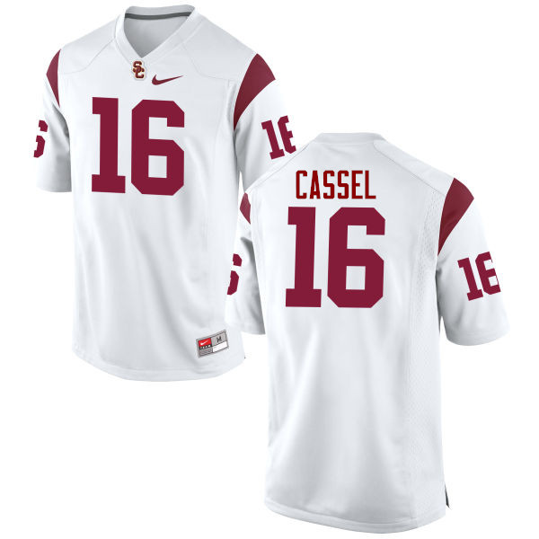 Men #16 Matt Cassel USC Trojans College Football Jerseys-White